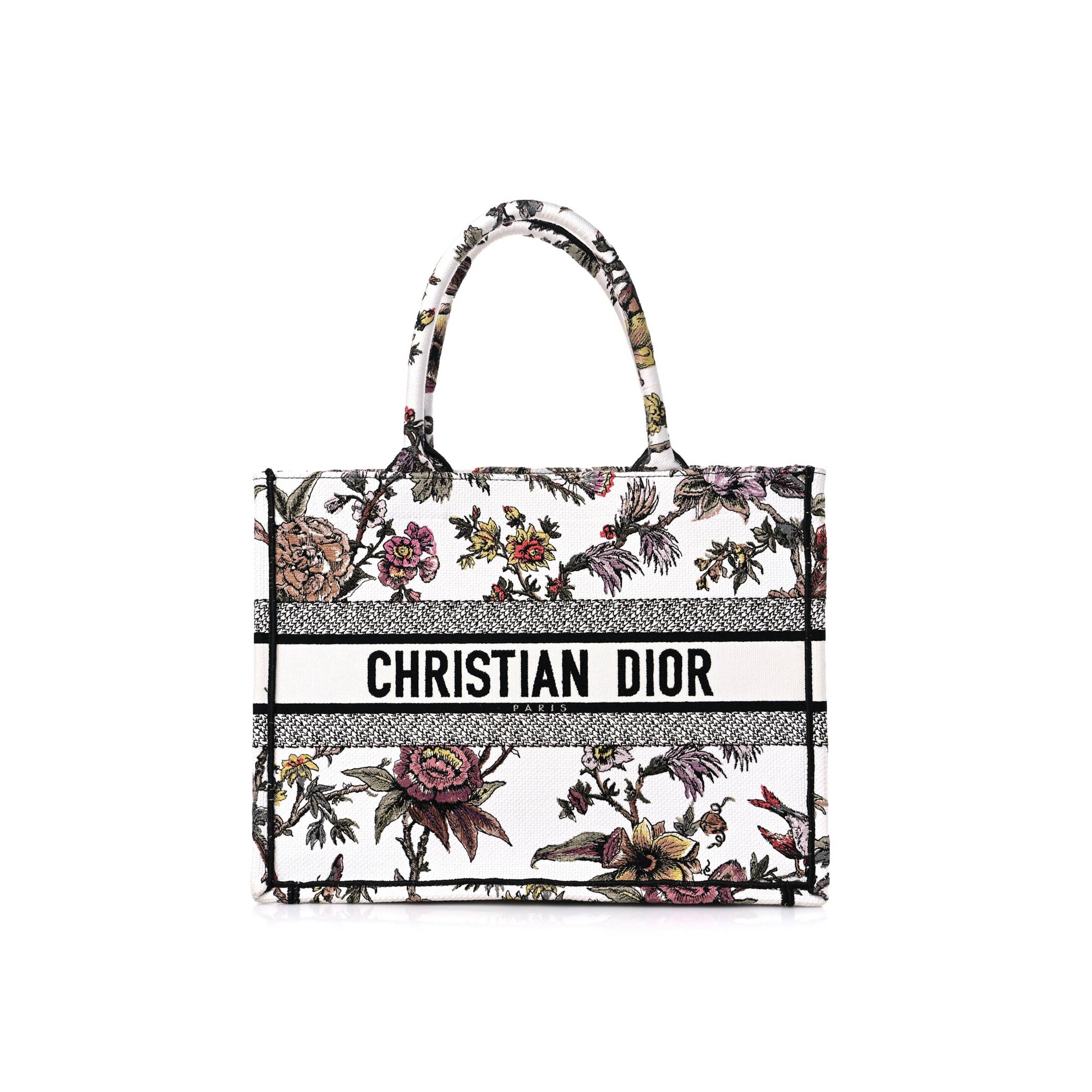 D*or canvas jardin botanique embroidered medium book tote multicolor (36*27*17.1cm)