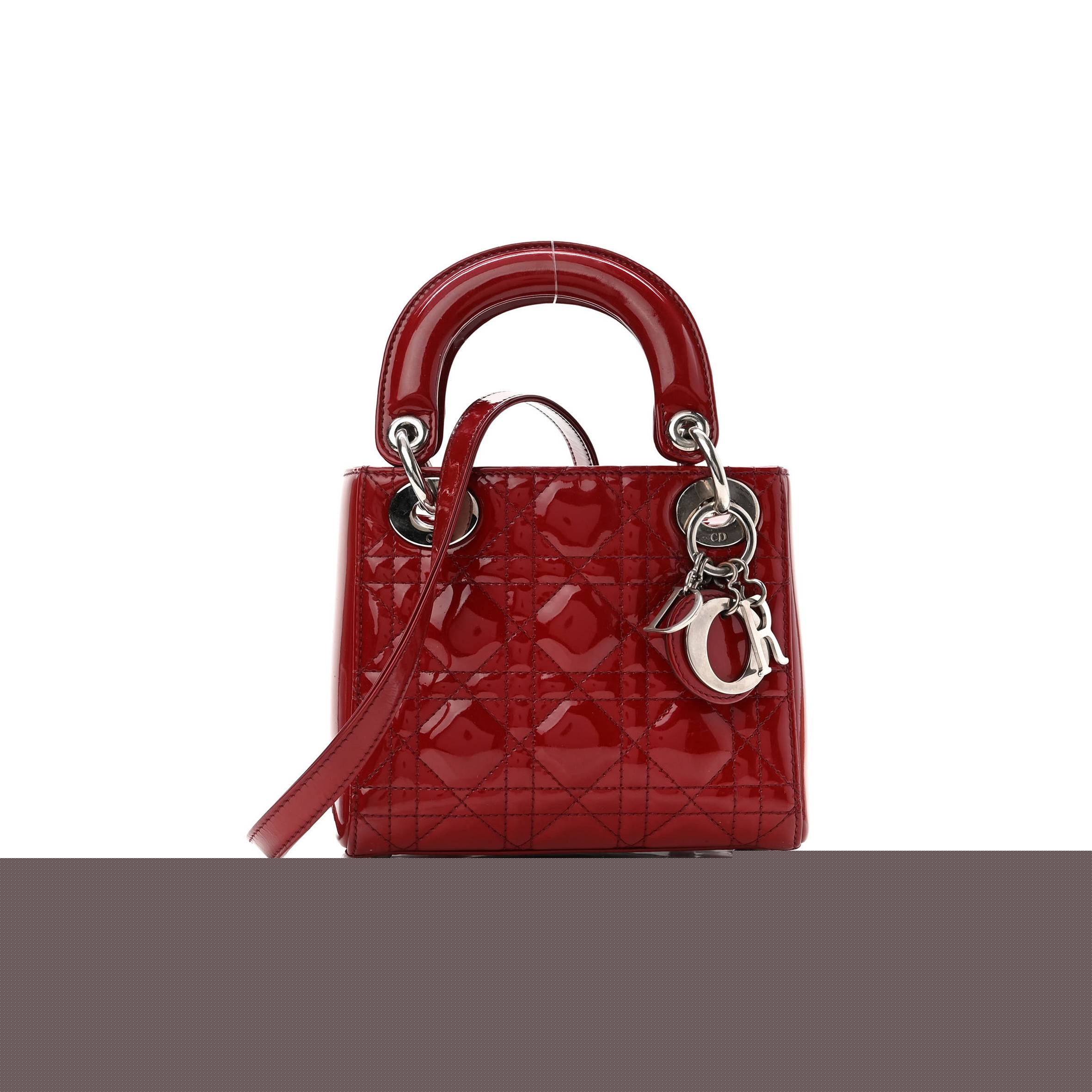 D*or patent cannage mini lady D*or red (17*15*7cm)