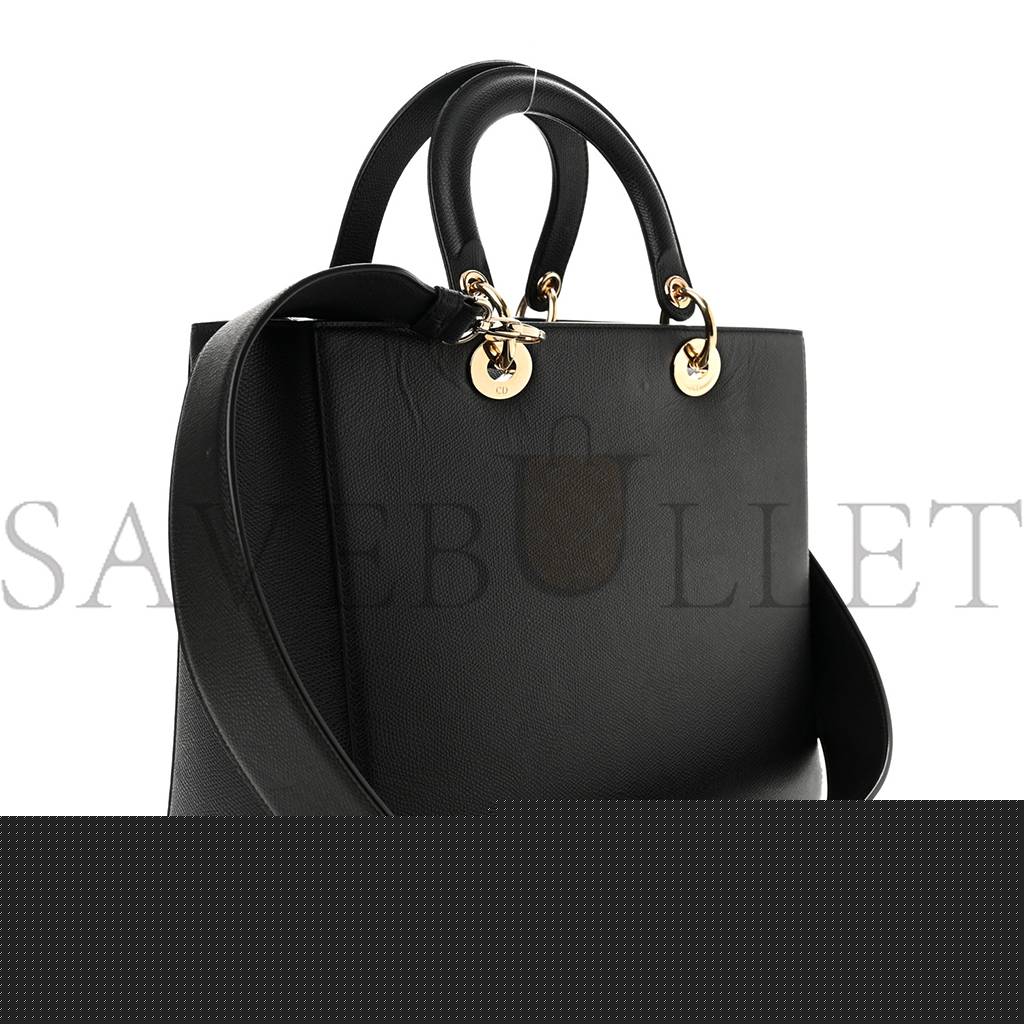 D*or grained calfskin large lady D*or black (32*24*12.1cm)
