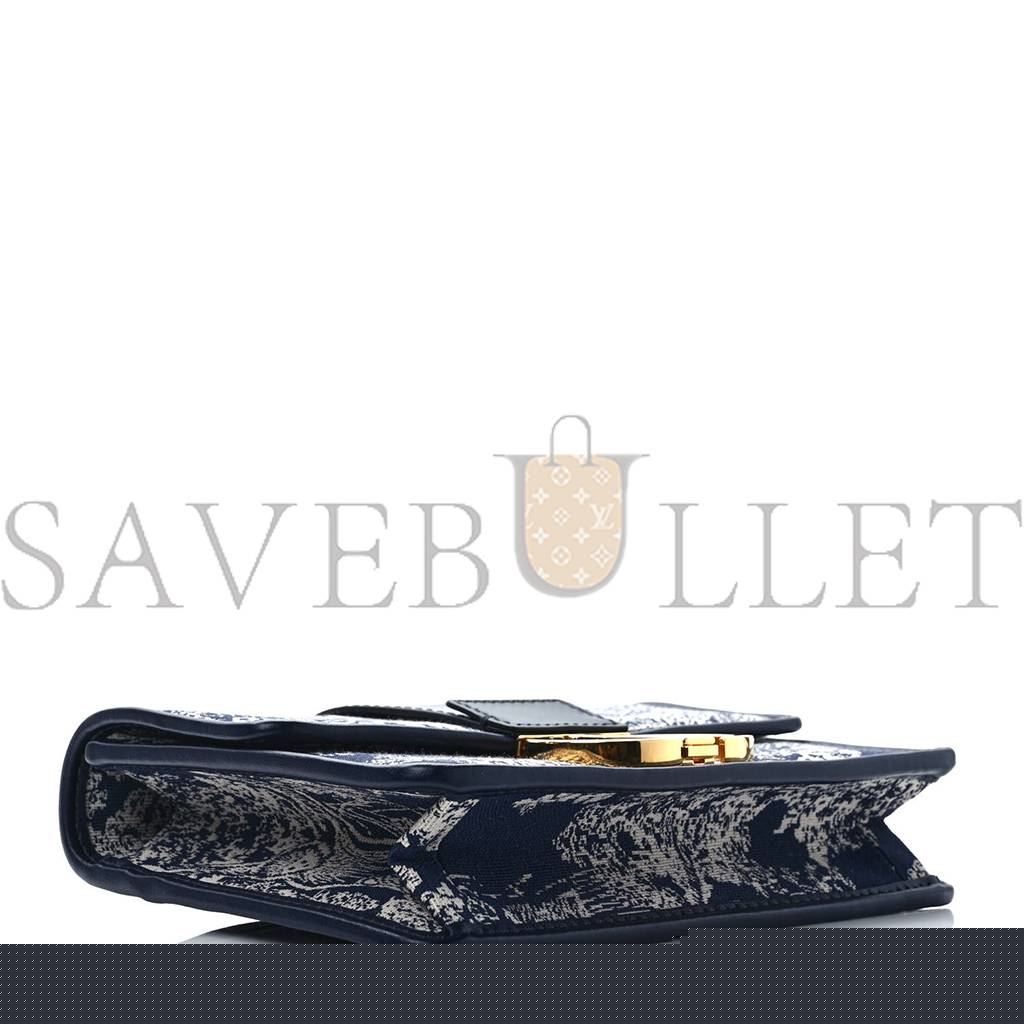 D*or toile de jouy reverse jacquard 30 montaigne flap bag blue (24*18*6.4cm)