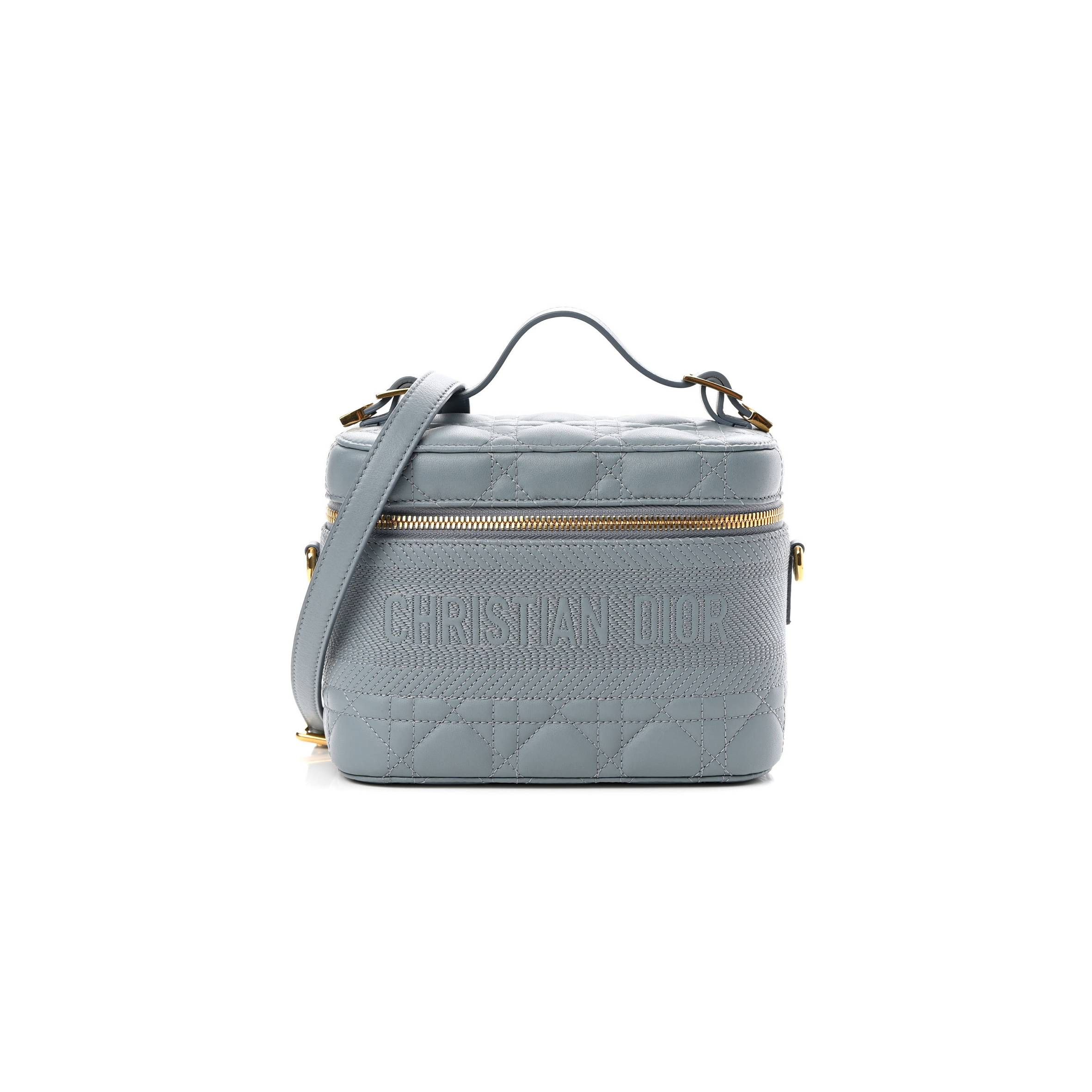 D*or lambskin cannage small D*ortravel vanity case cloud blue (18*13*10.8cm)