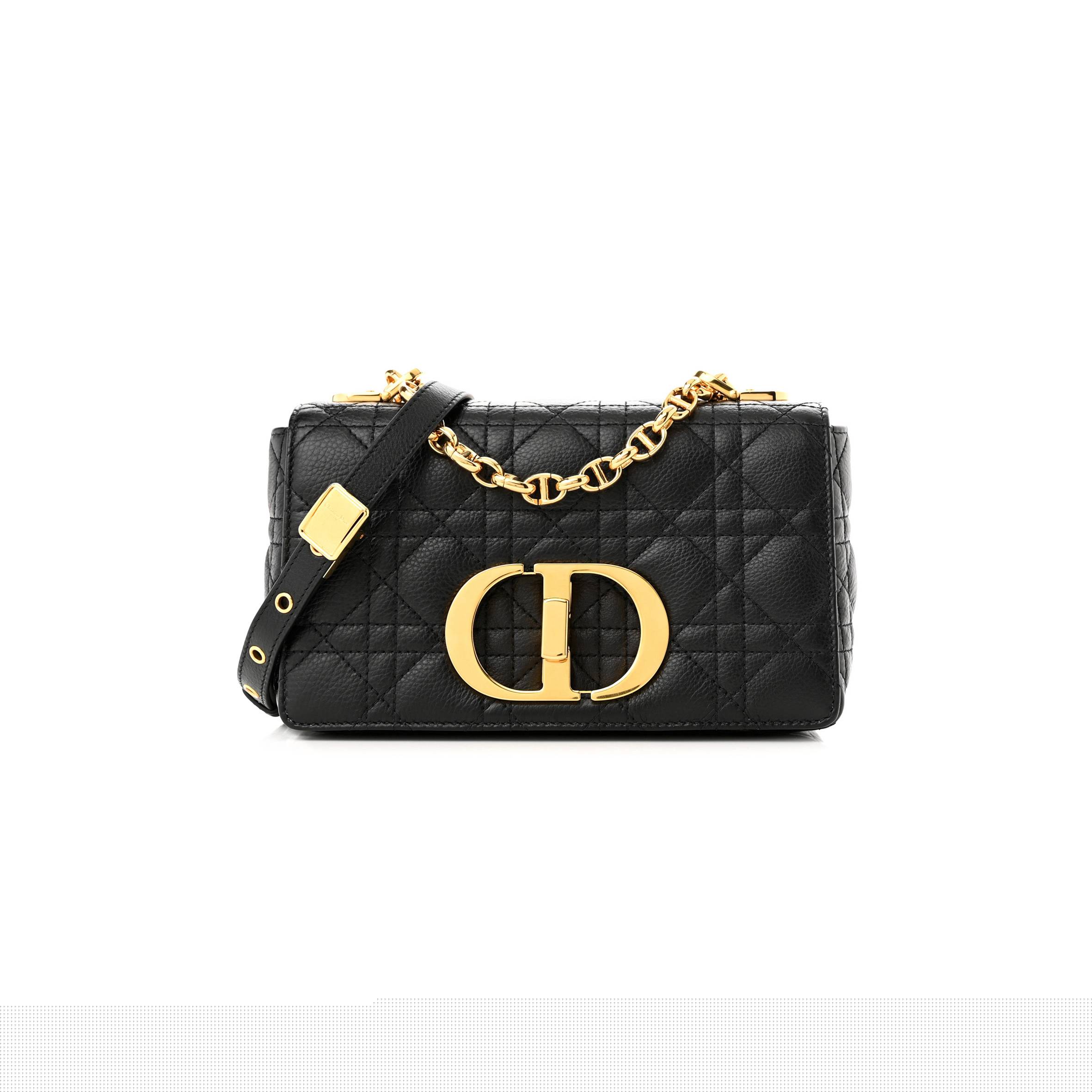 D*or calfskin cannage small caro bag black (20*11*6.4cm)