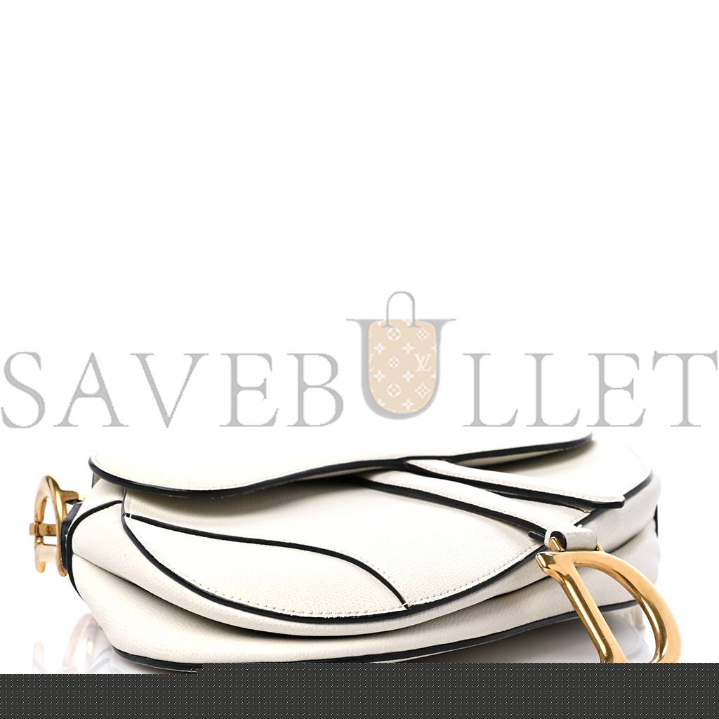 D*or grained calfskin saddle bag white (25*22*5.1cm)