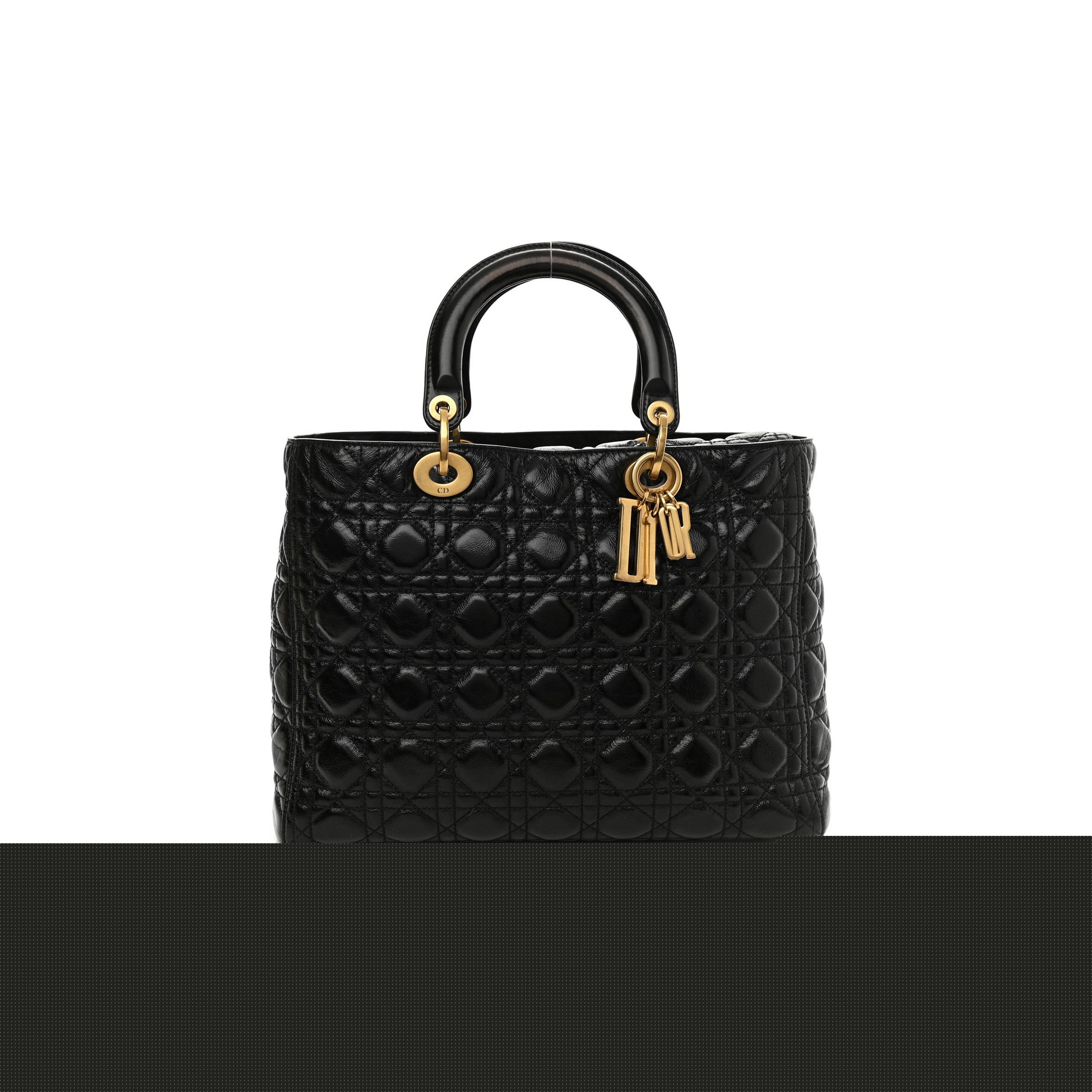 D*or crinkled patent cannage large lady D*or black (32*24*12.7cm)