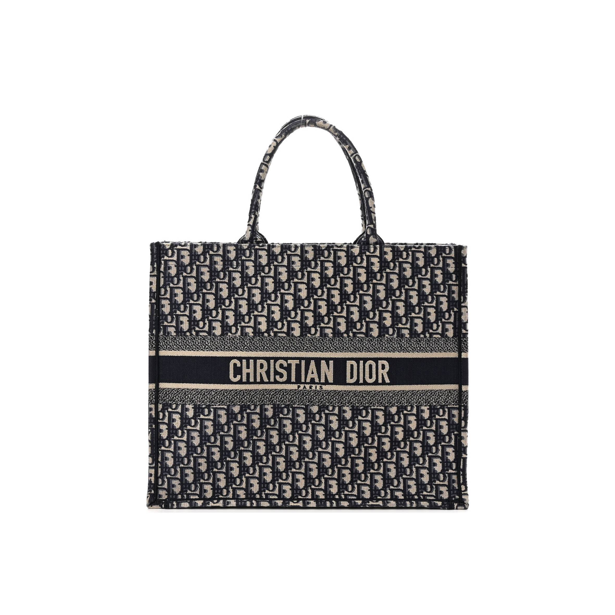 D*or oblique book tote blue multicolor (41*36*17.1cm)