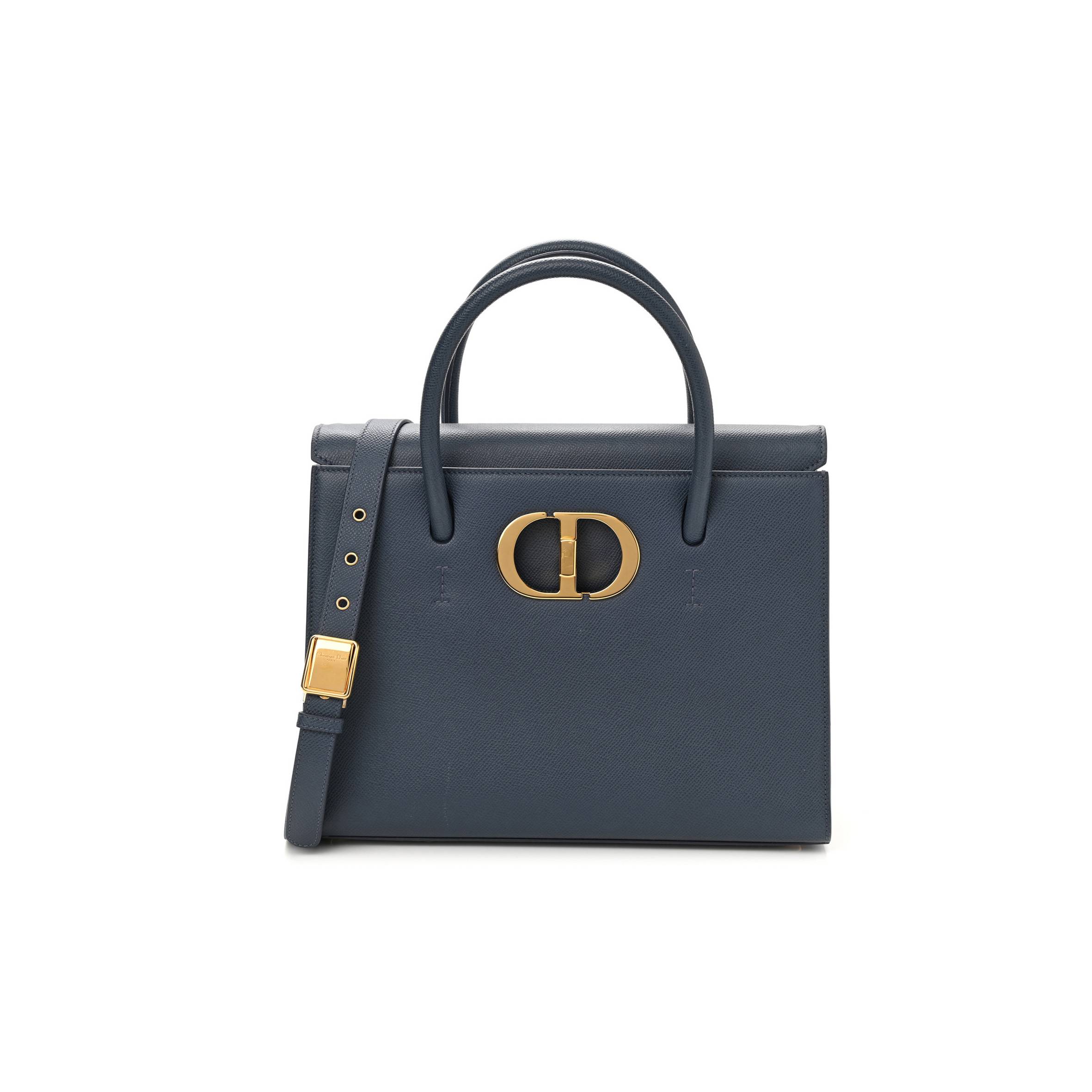 D*or grained calfskin large st. honore tote blue (30*21*12.1cm)
