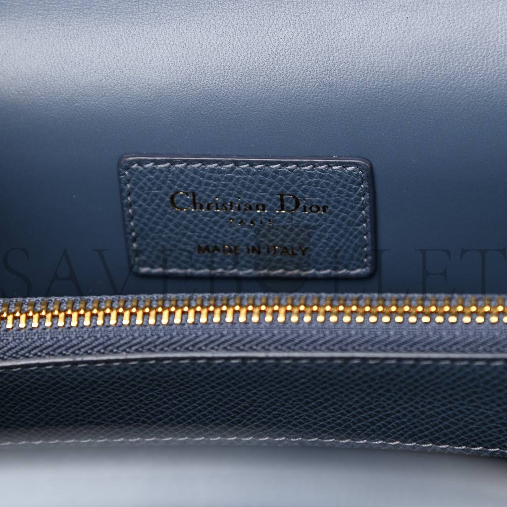 D*or grained calfskin large st. honore tote blue (30*21*12.1cm)