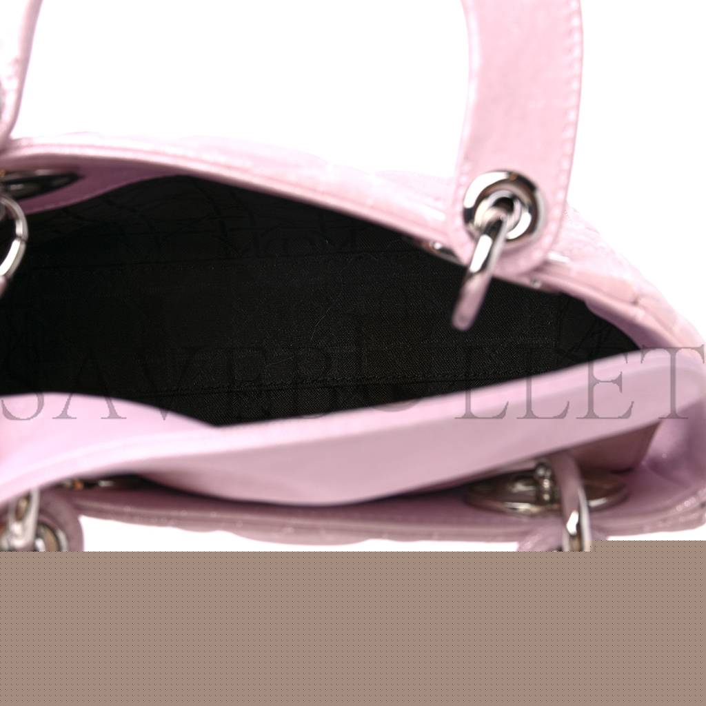 D*or metallic lambskin cannage mini lady D*or lotus (17*15*7cm)