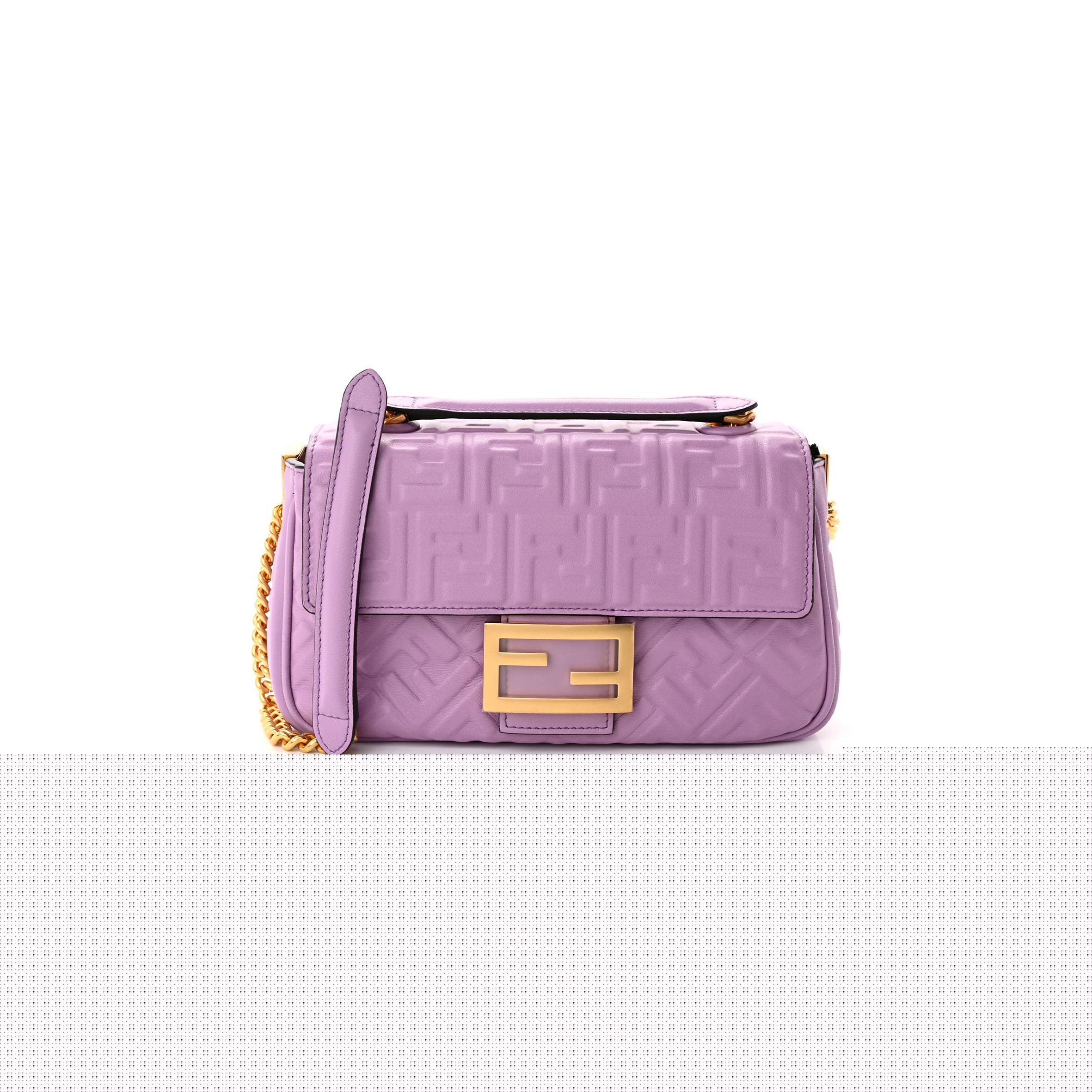 F**di nappa small ff embossed midi chain baguette violetta (23*13*6cm)