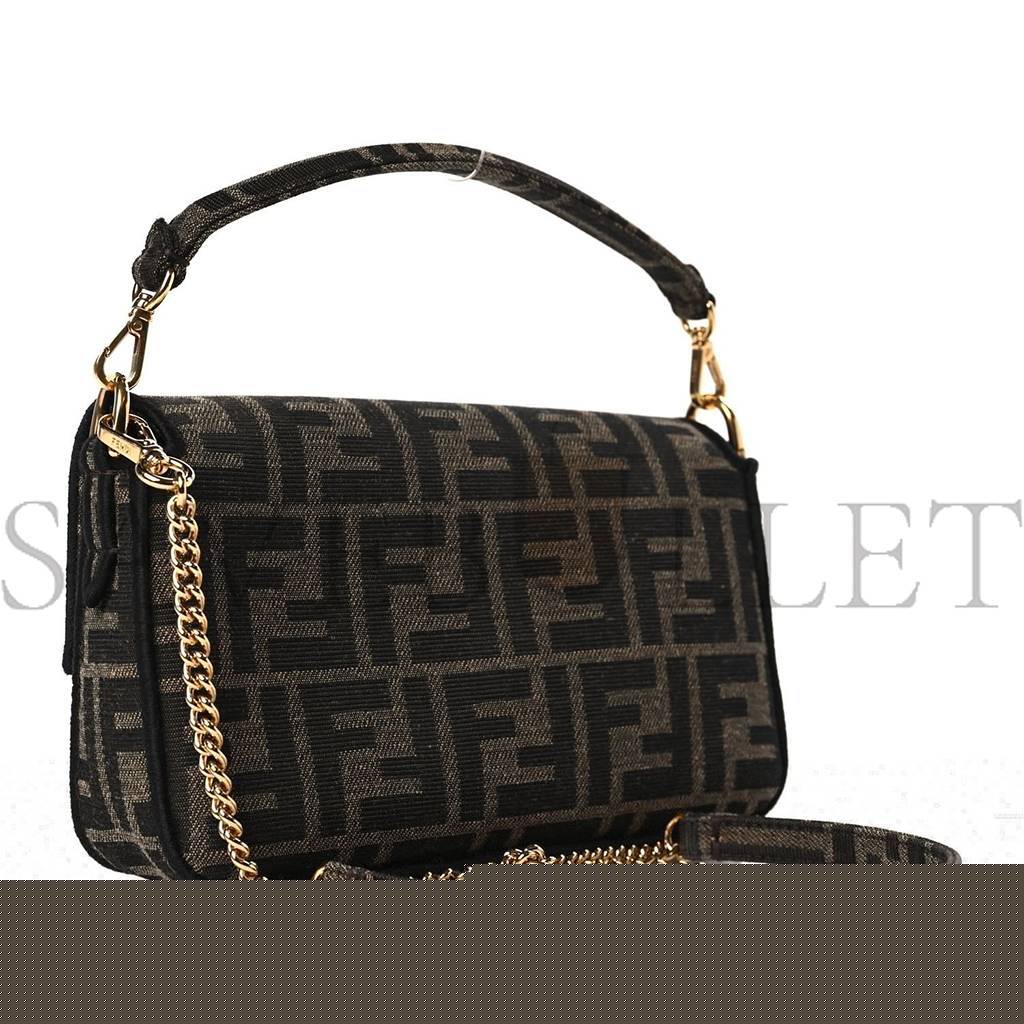 F**di fabric jacquard ff 1974 mini baguette tobacco moro black (18*12*4cm)