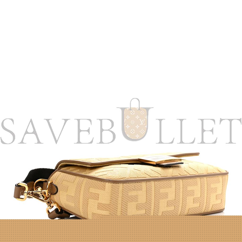 F**di raffia vitello king lucido ff embroidered baguette grano sand (28*15*6cm)