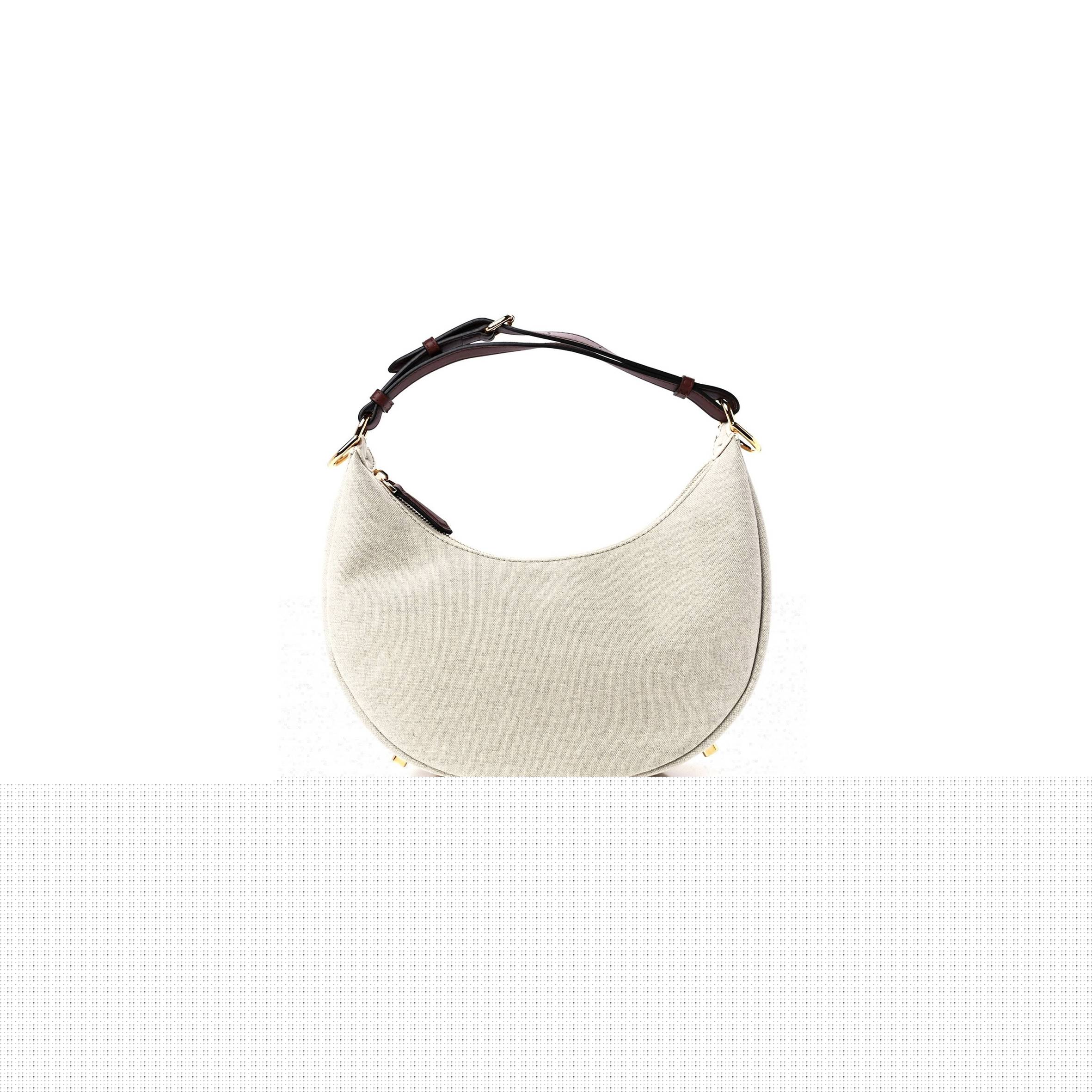 F**di canvas vitello grace small F**digraphy hobo bag grezzo ghianda (28*20*8cm)