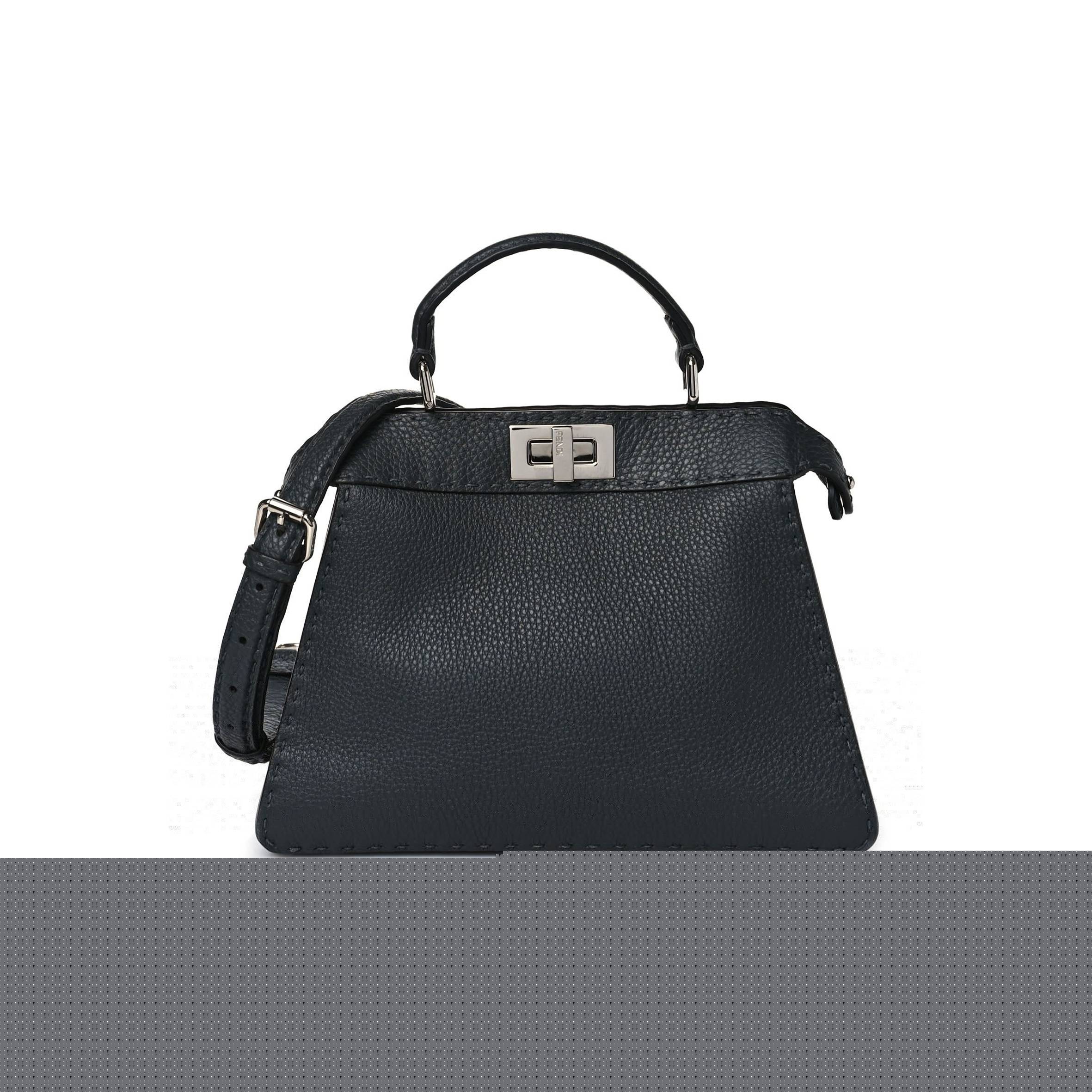 F**di cuoio romano selleria chamois small peekaboo i see u satchel asfalto camelia (27*20*11cm)