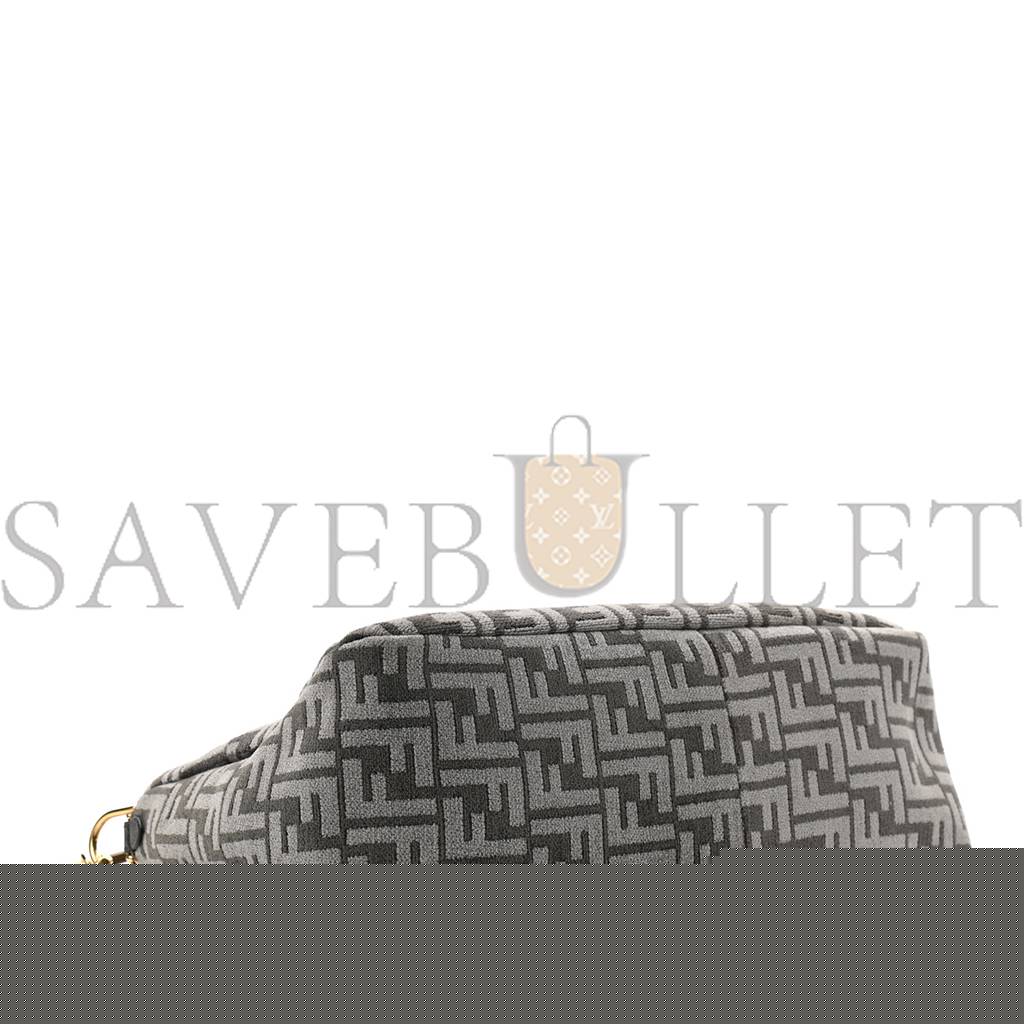 F**di chenille vitello seta plexiglass ff F**di o'lock zipper anthracite asfalto (35*23*14cm)