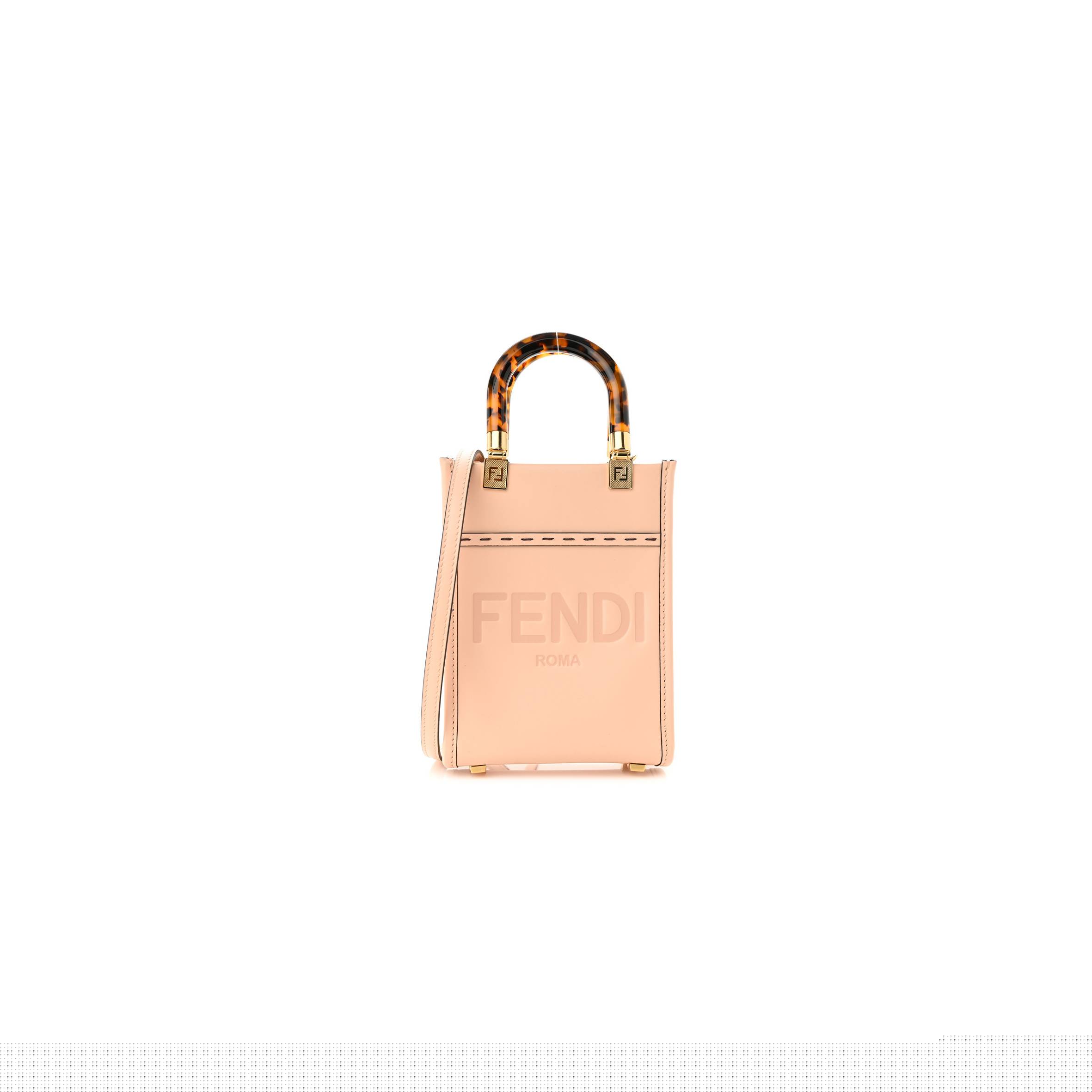 F**di vitello king plexiglass mini F**di sunshine shopper tote poudre (18*14*6cm)