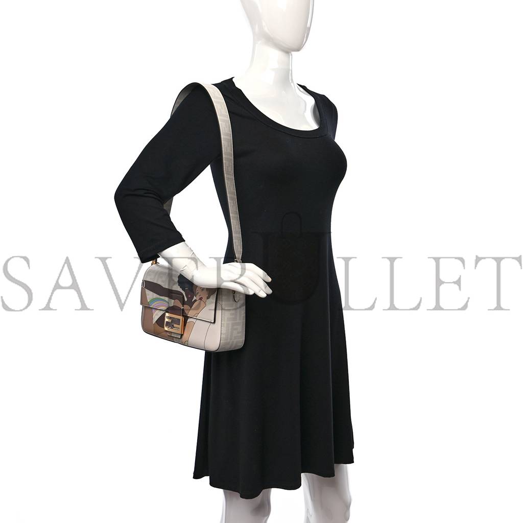 F**di glazed fabric ff bikini girls baguette bianco perla multicolor (27*15*6cm)