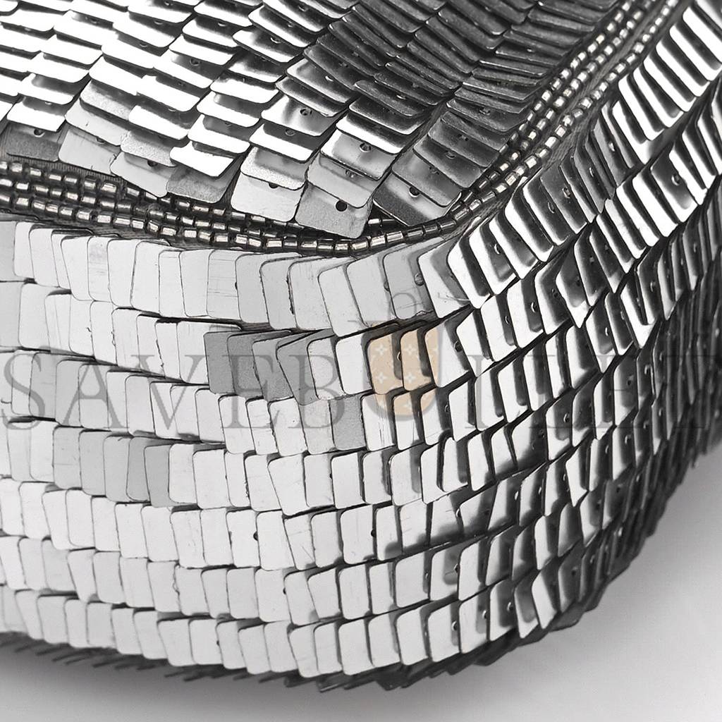 F**di sequin paillettes capretto lucido baguette argento moro (27*15*6cm)