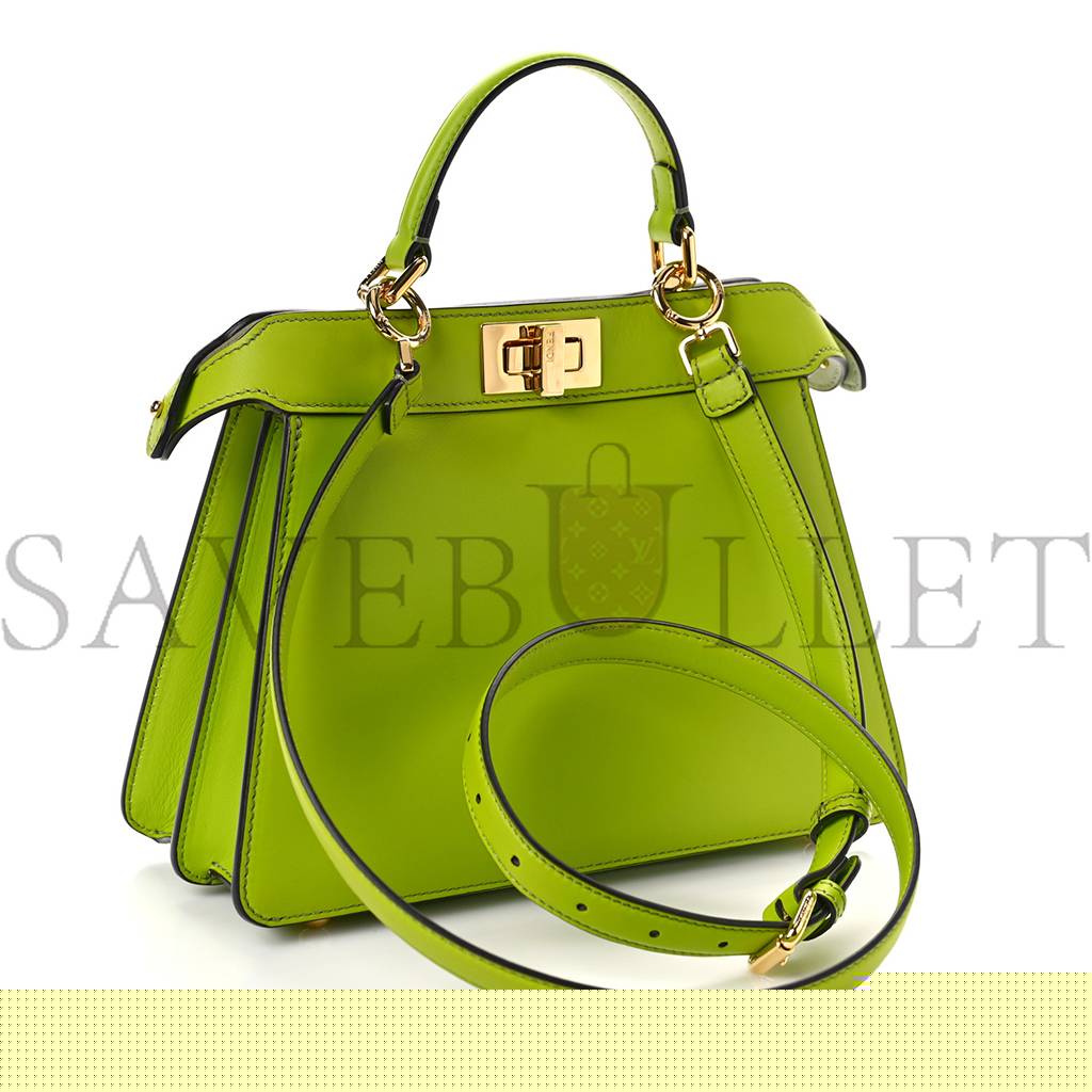 F**di vitello seta shiny nappa bi-color small peekaboo i see u satchel wasabi white (27*20*10cm)