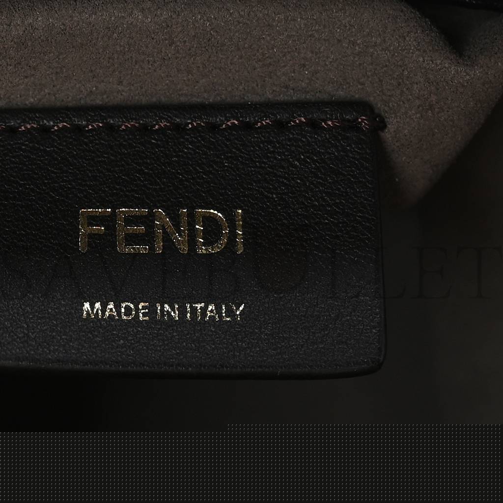 F**di vitello liberty f is F**di bi-color ff 1974 embossed mini mon tresor bucket bag maya black (18*11*10cm)