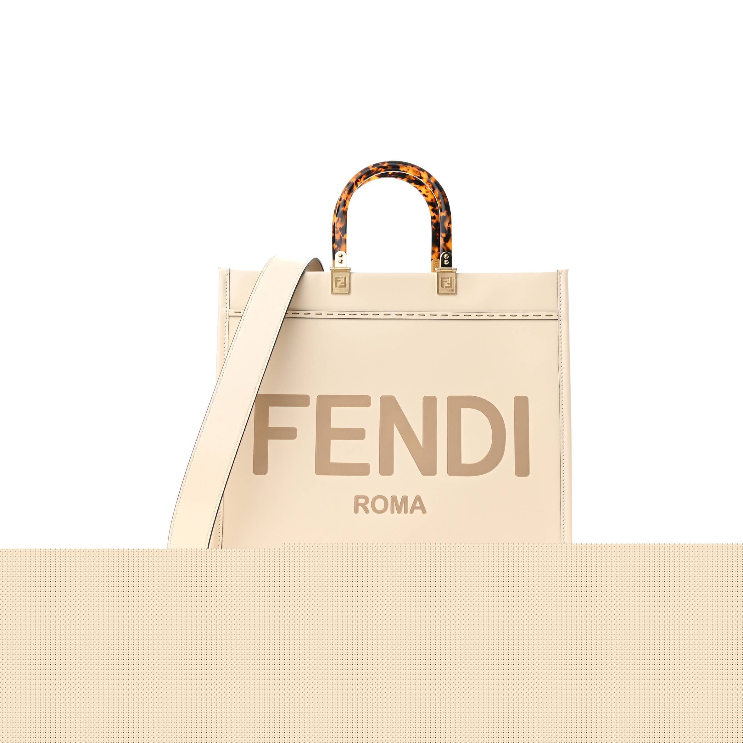 F**di vitello king plexiglass medium F**di sunshine shopper tote white ice (36*30*15cm)