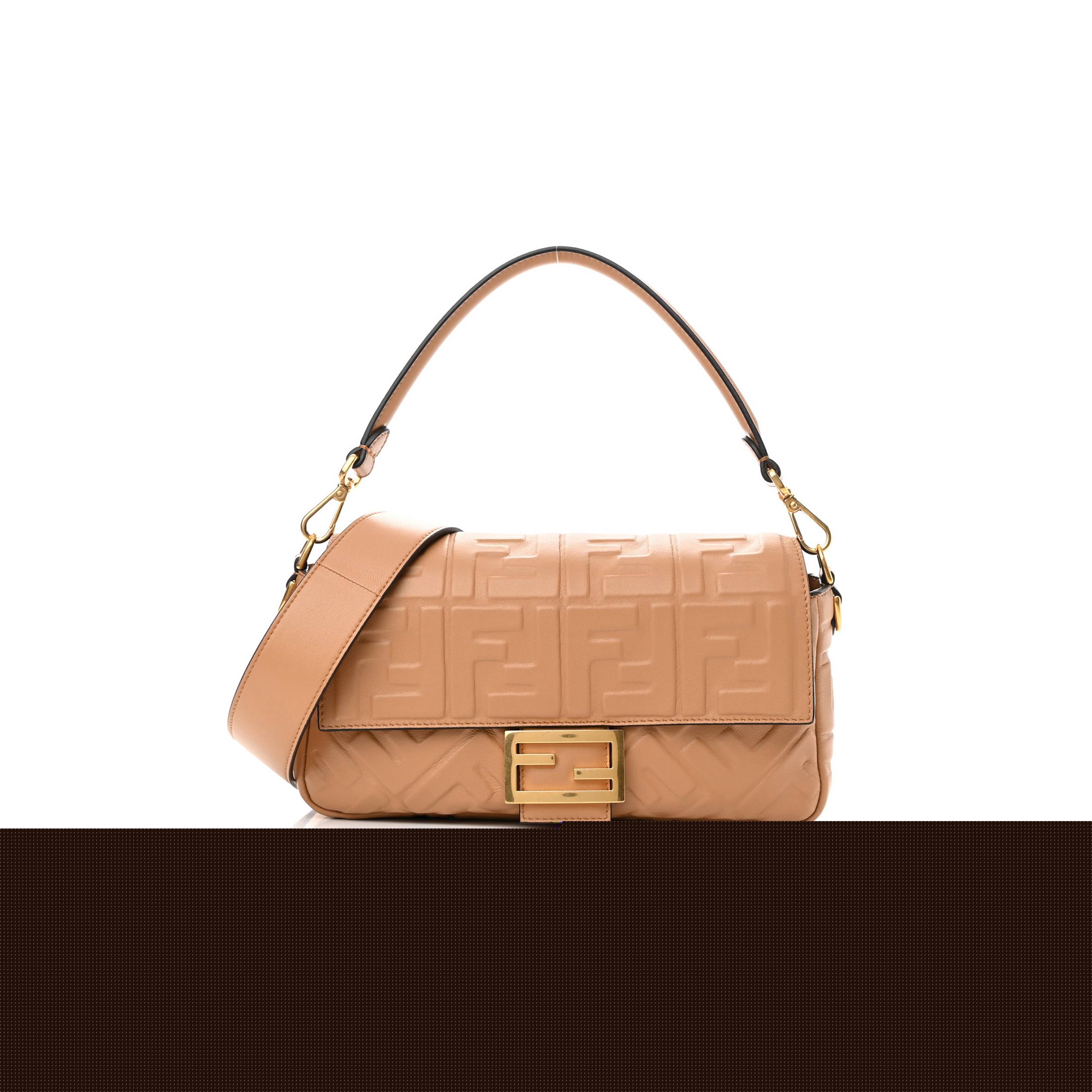 F**di nappa ff 1974 embossed baguette miele scuro (25*17*5cm)