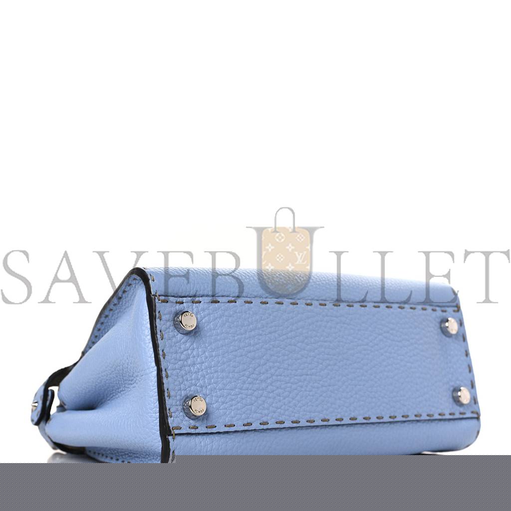 F**di cuoio roma selleria chamois bi-color medium peekaboo iconic essentially satchel sky blue latte (27*21*12cm)