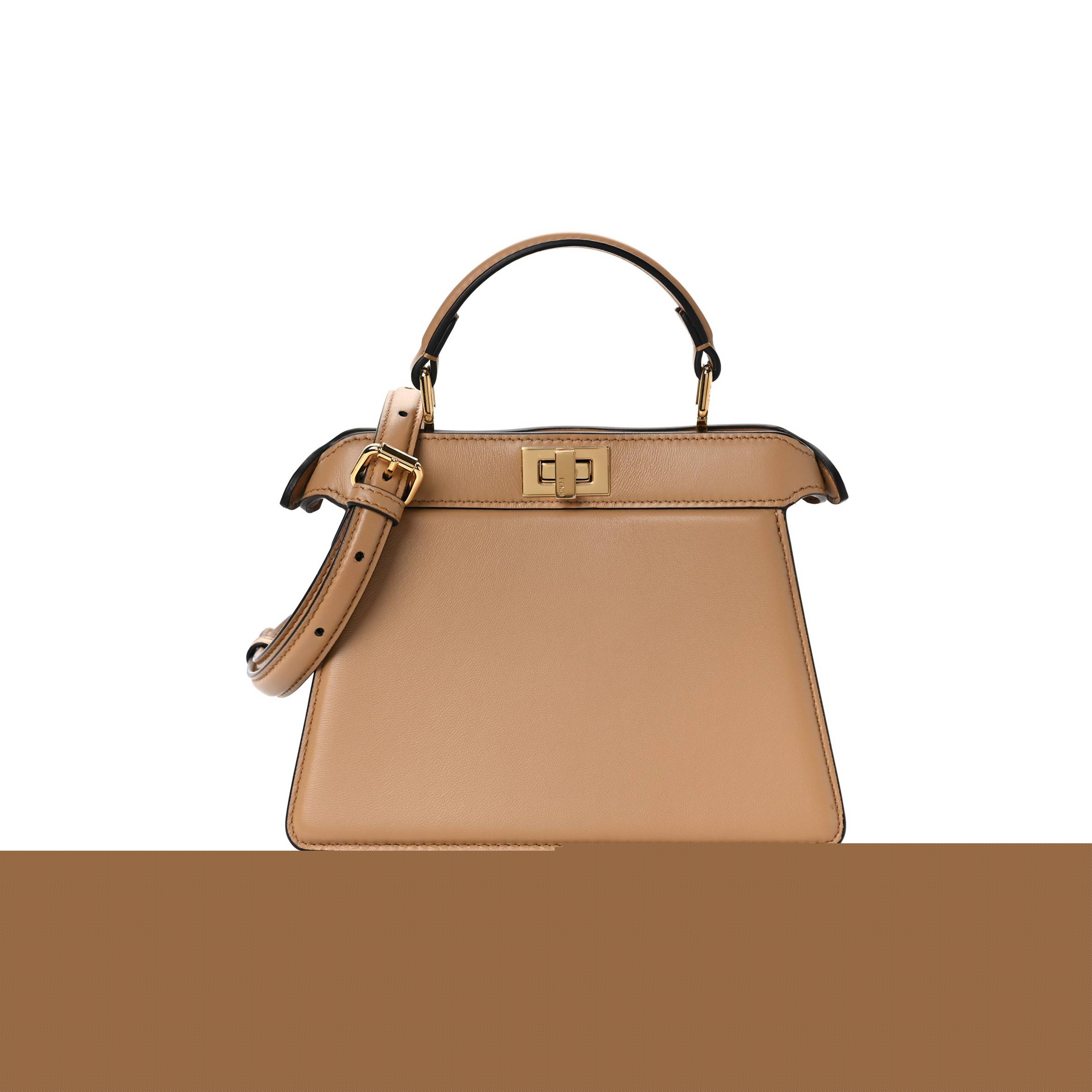 F**di shiny nappa petite peekaboo i see u satchel miele scuro (20*15*9cm)