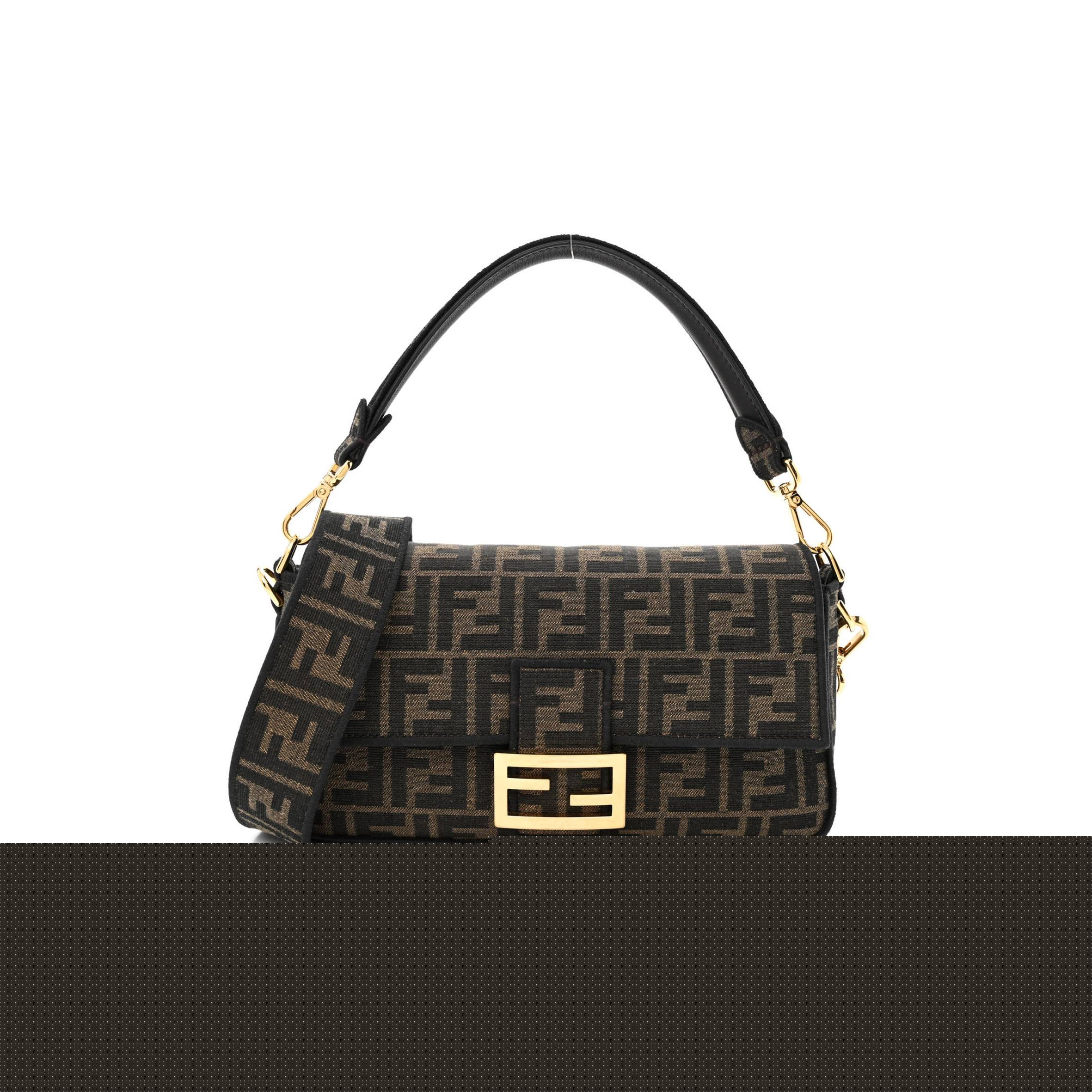 F**di fabric jacquard ff 1974 medium baguette tobacco moro black (27*14*6cm)