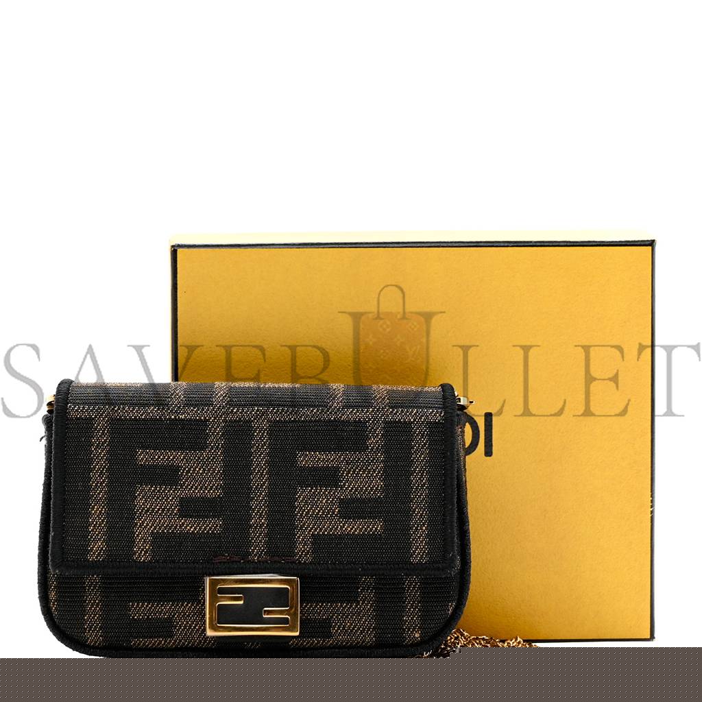 F**di fabric jacquard ff 1974 nano baguette charm tobacco moro black (10*6*3cm)