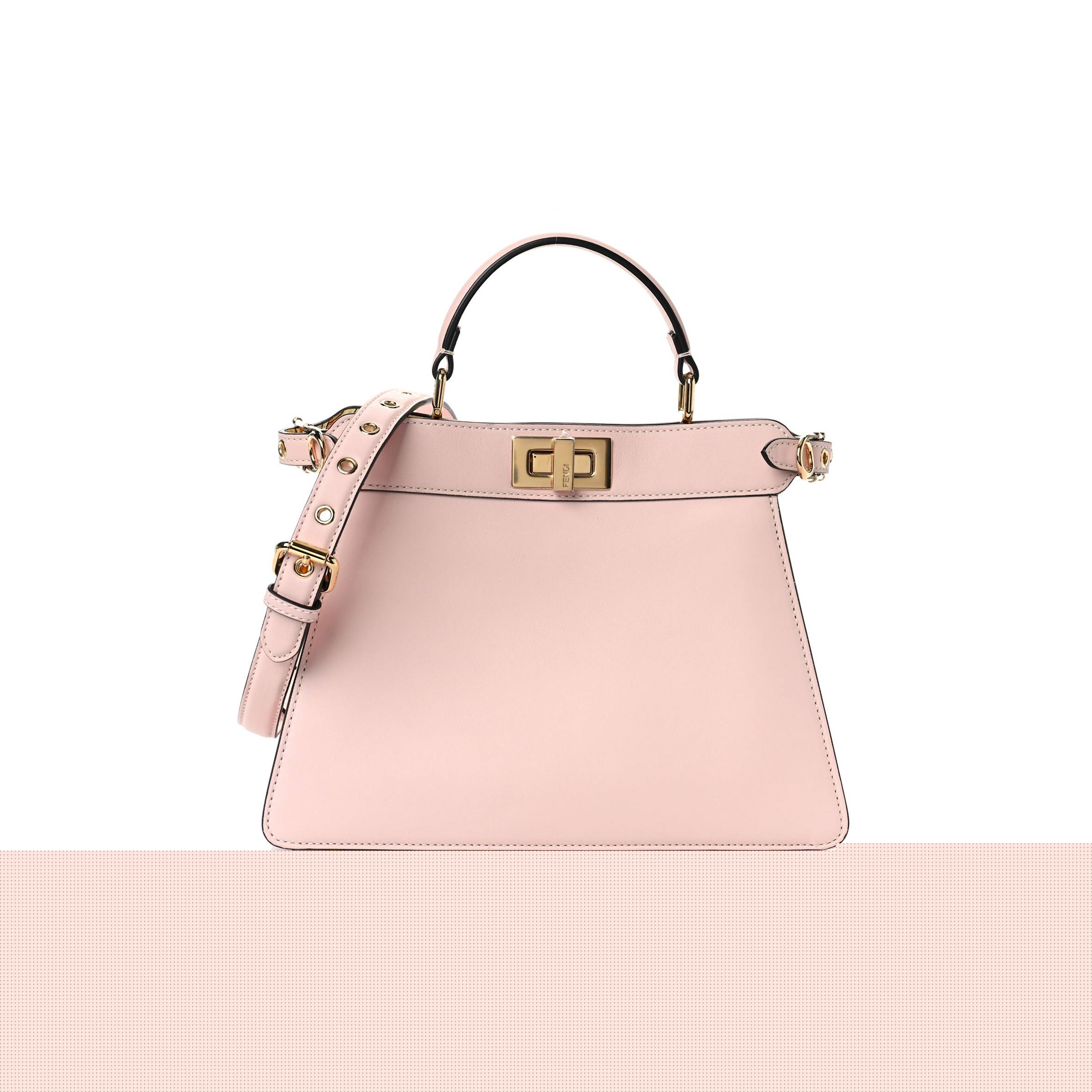 F**di x versace vitello seta nappa fendace ff baroque small peekaboo i see u satchel rosa (27*20*10cm)